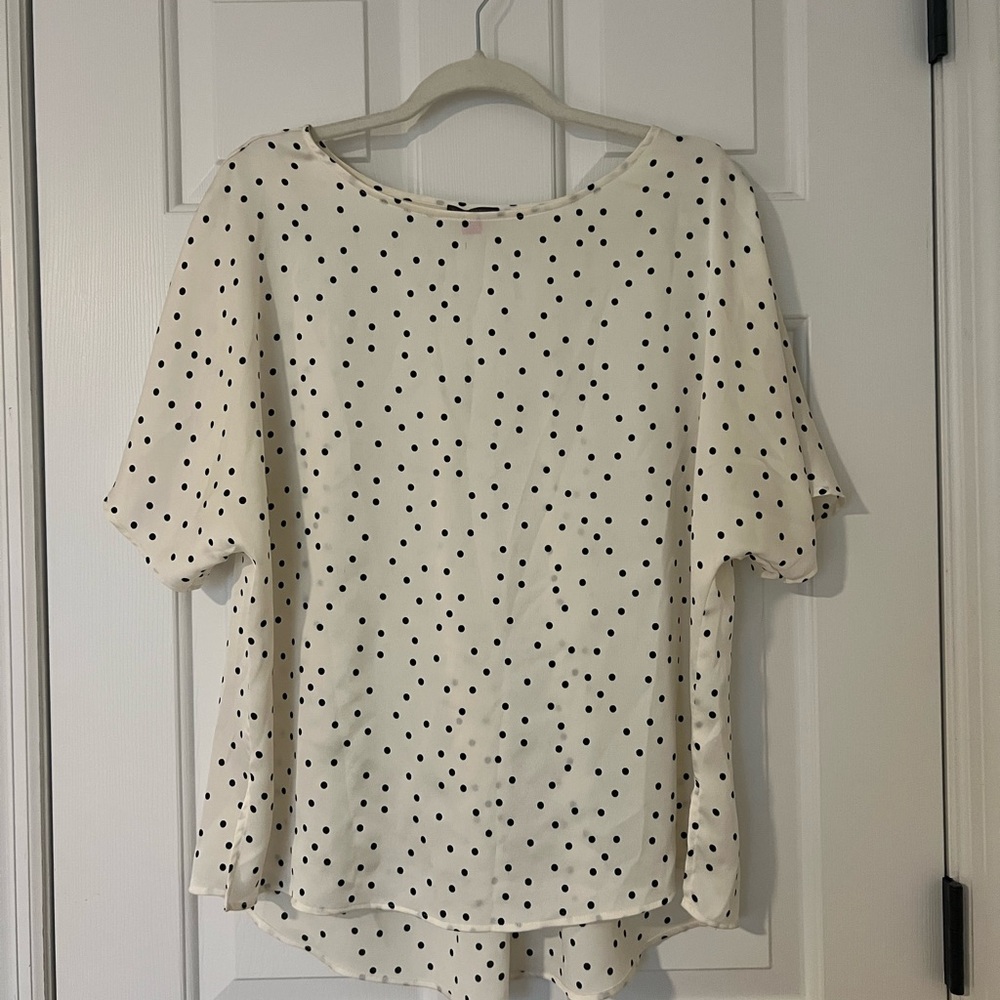 Vince Camuto Cream and Black Polka Dot Blouse